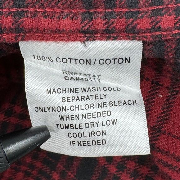 RedHead Large Red Plaid Long Sleeve Button Down Flannel Men's Shirt - Picture 5 of 6